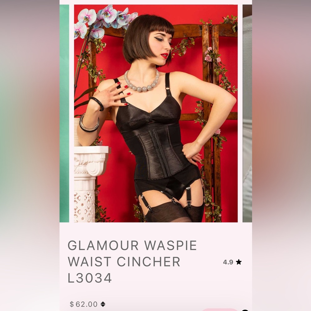 NWT What Katie Did Glamour Waspie Waist Cincher in Black Small